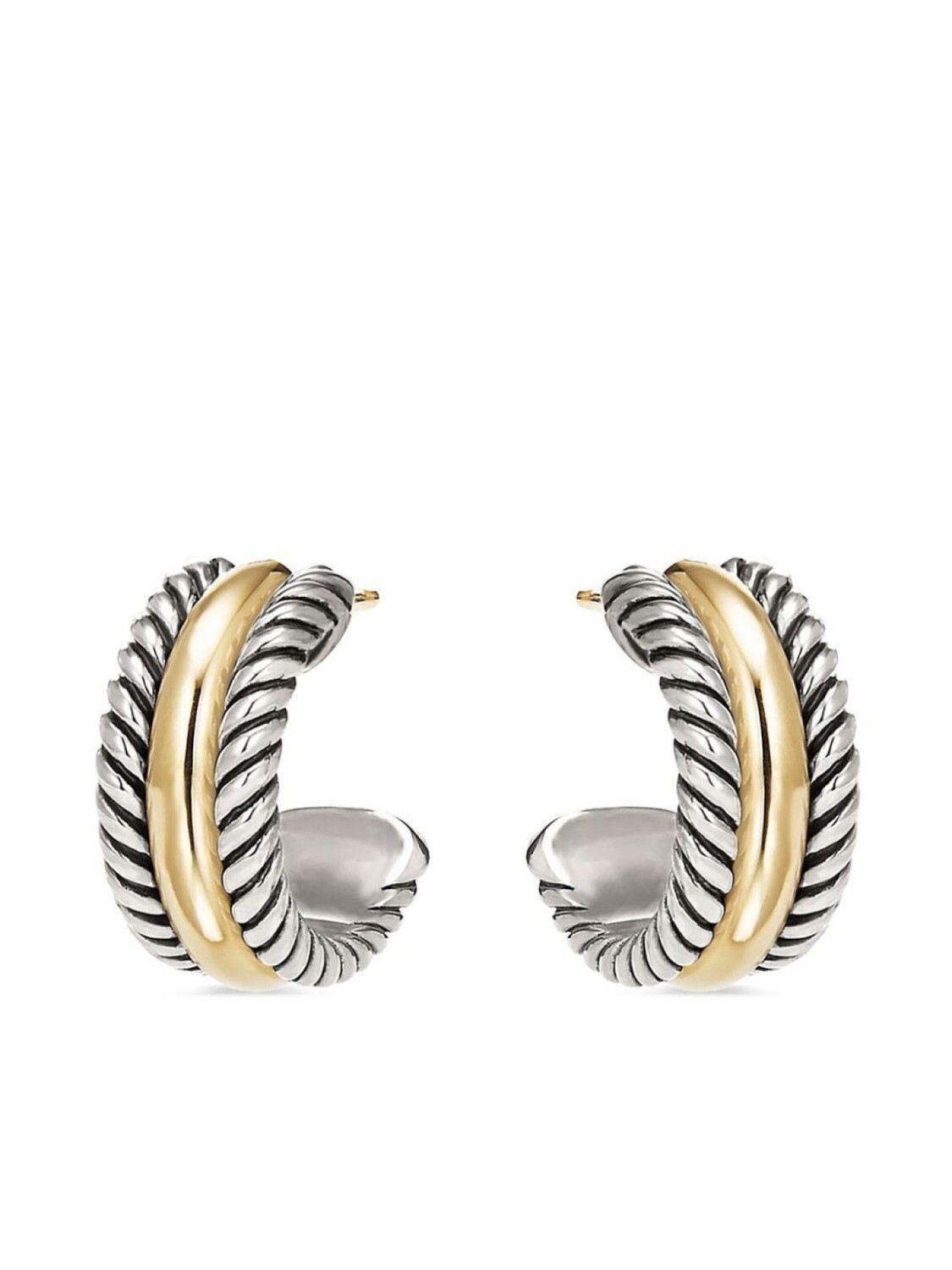 

Серьги-кольца Cable Collectibles из желтого золота и серебра David Yurman, серебряный
