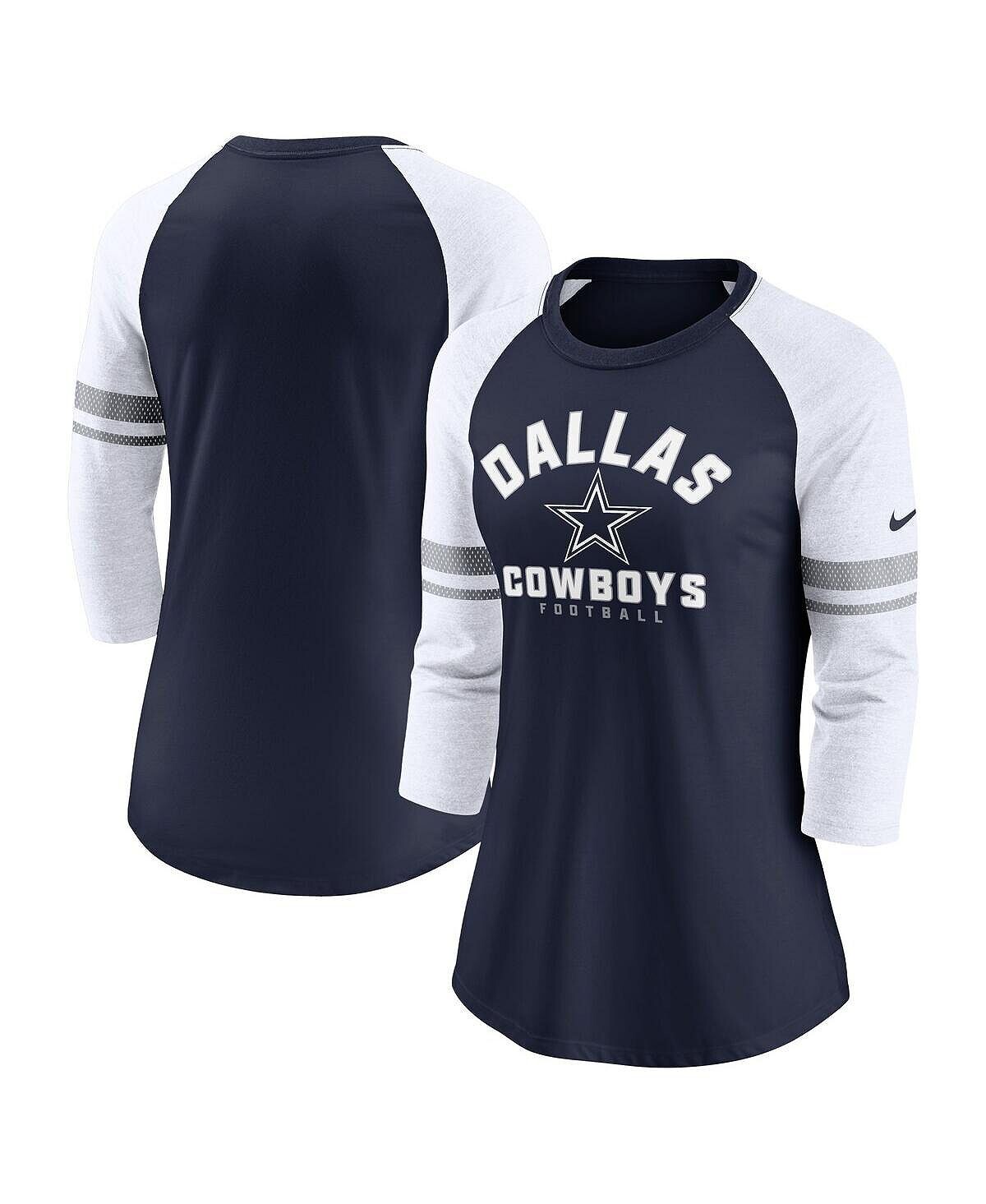 

Женская темно-синяя футболка реглан с рукавами 3/4 Dallas Cowboys Fashion Nike, темно-синий