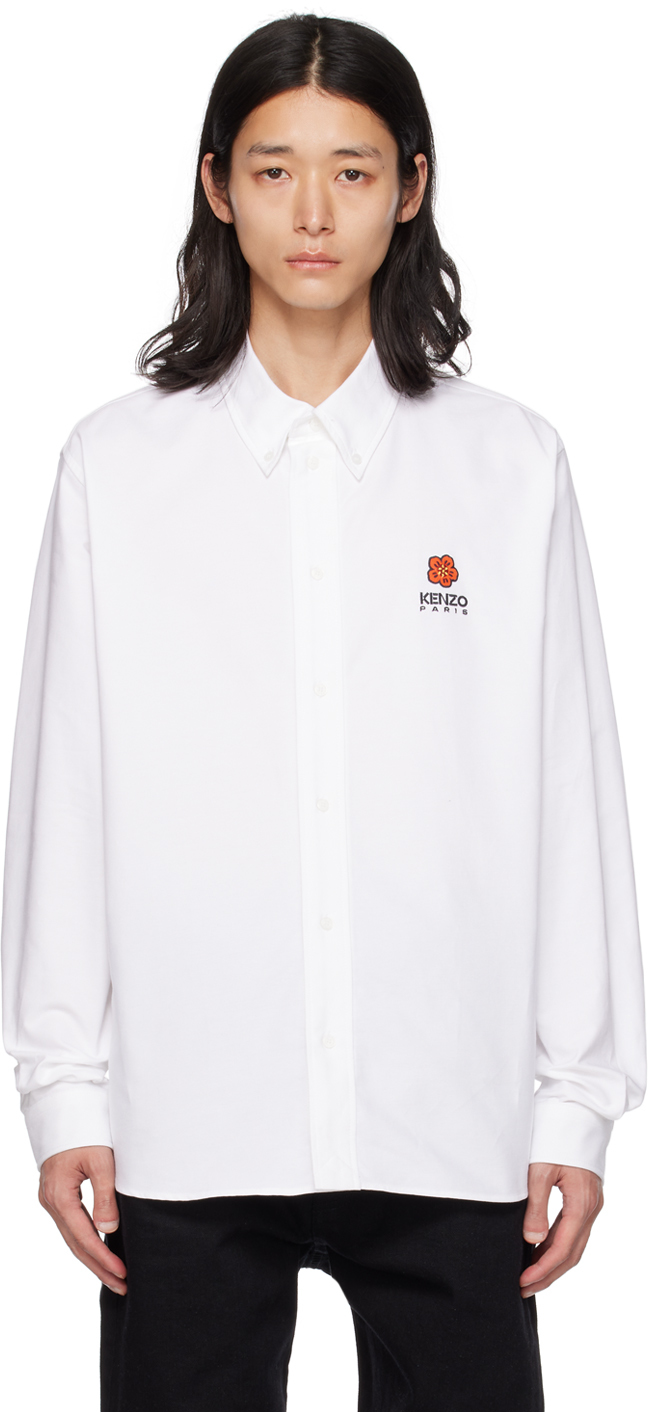 Белая рубашка с цветочным узором Paris Boke Kenzo