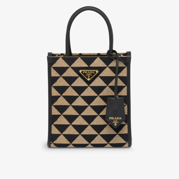 Миниатюрная плетеная сумка-тоут Symbole Prada, черный