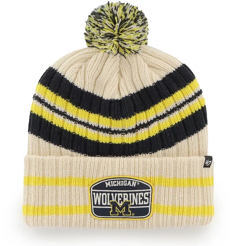 

Мужская вязаная шапка '47 Michigan Wolverines Natural Hone с нашивками