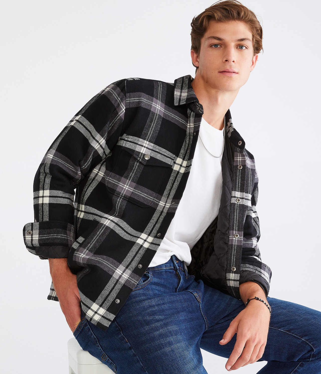 

Клетчатая фланелевая рубашка Aeropostale, черный