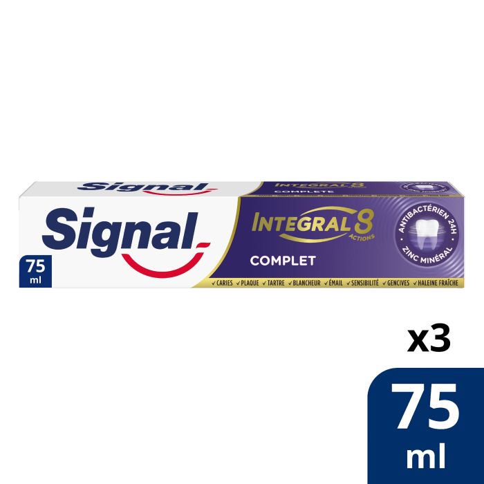 цена Зубная паста Integral 8 Complet Pack Pasta Dentrífica Signal, 3 x 75 ml