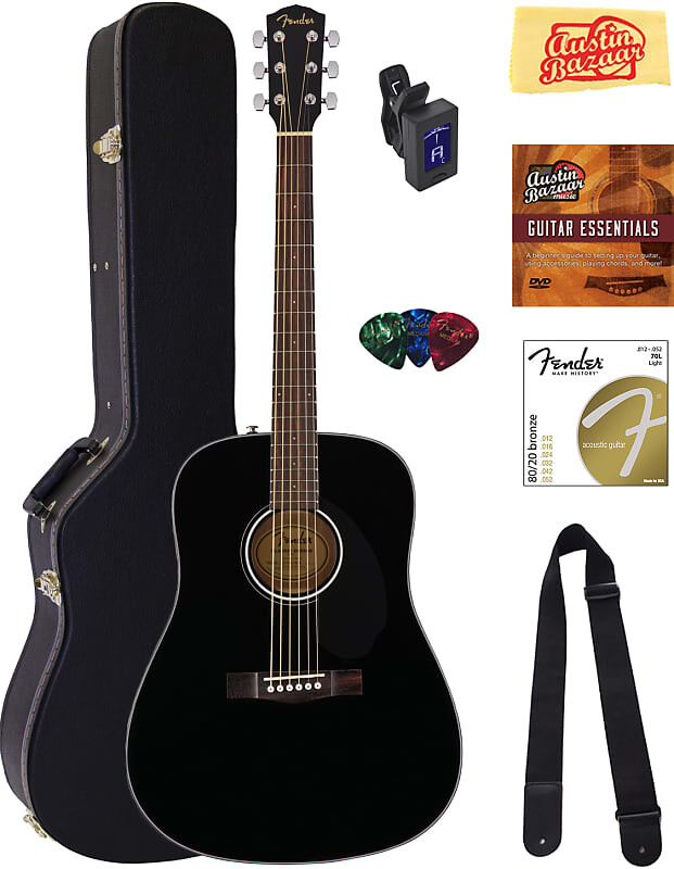 

Акустическая гитара Fender CD-60S Solid Top Dreadnought Acoustic Guitar - Black w/ Hard Case