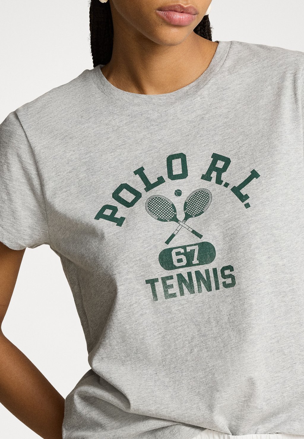 

Принт на футболке WIMBLEDON GRAPHIC JERSEY TEE Ralph Lauren, серый