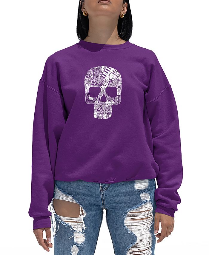 Женский свитшот с круглым вырезом в стиле рок-н-ролл с черепом Word Art LA Pop Art, фиолетовый больше рок н ролла