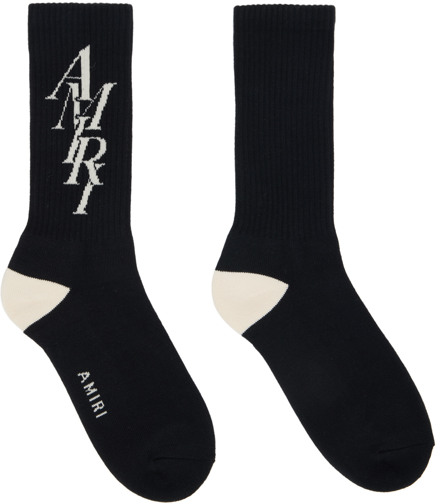 Черные носки Amiri полосатый свитер вязки интарсия marni шафрановый