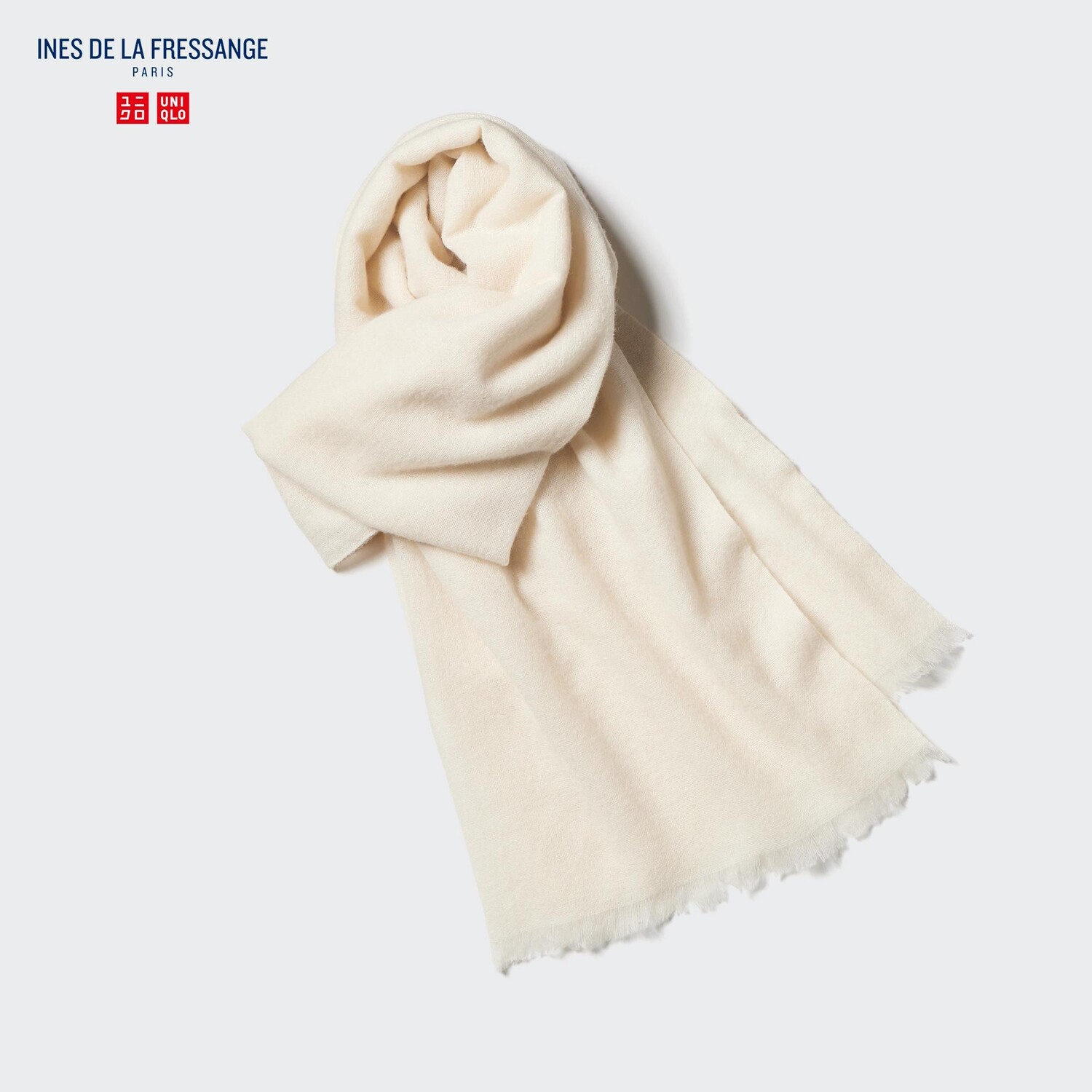 

Палантин в клетку из 100% кашемира Uniqlo, кремовый