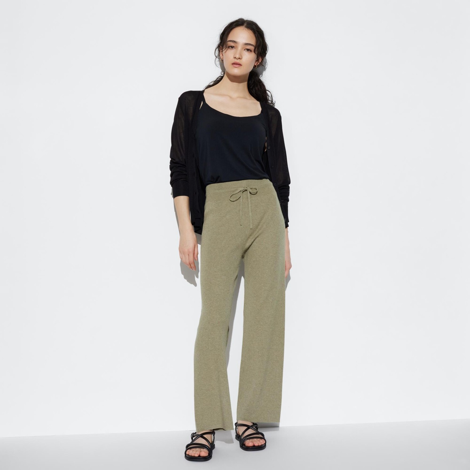 

Брюки UNIQLO трикотажные в рубчик, зеленый