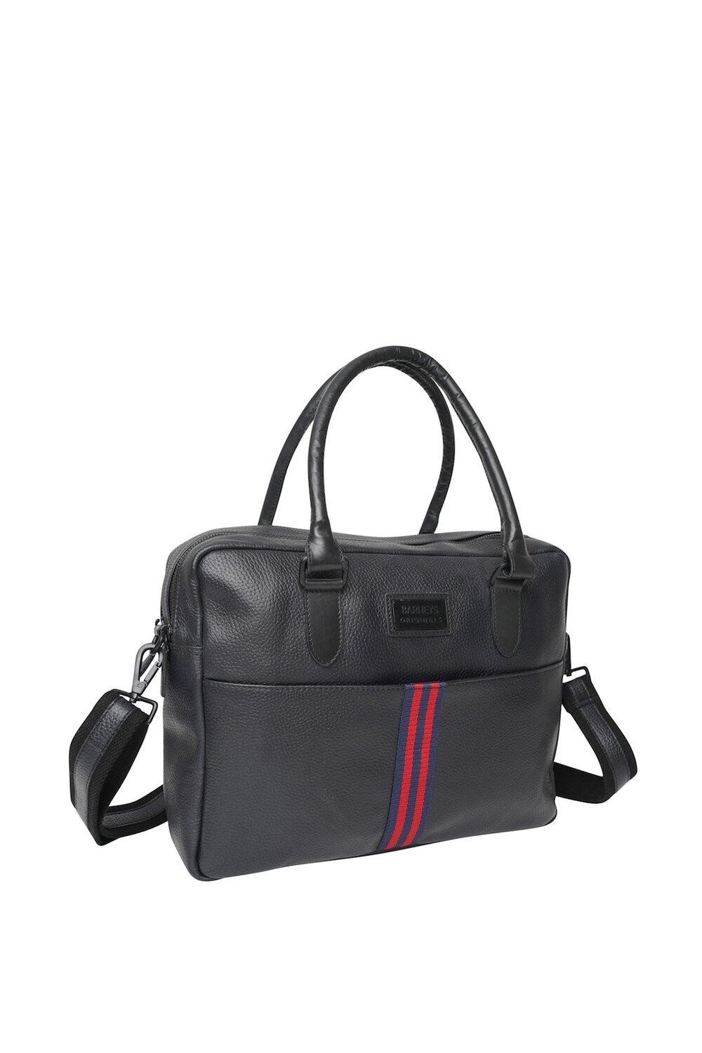 

Полосатая кожаная сумка для ноутбука Barneys Originals, черный