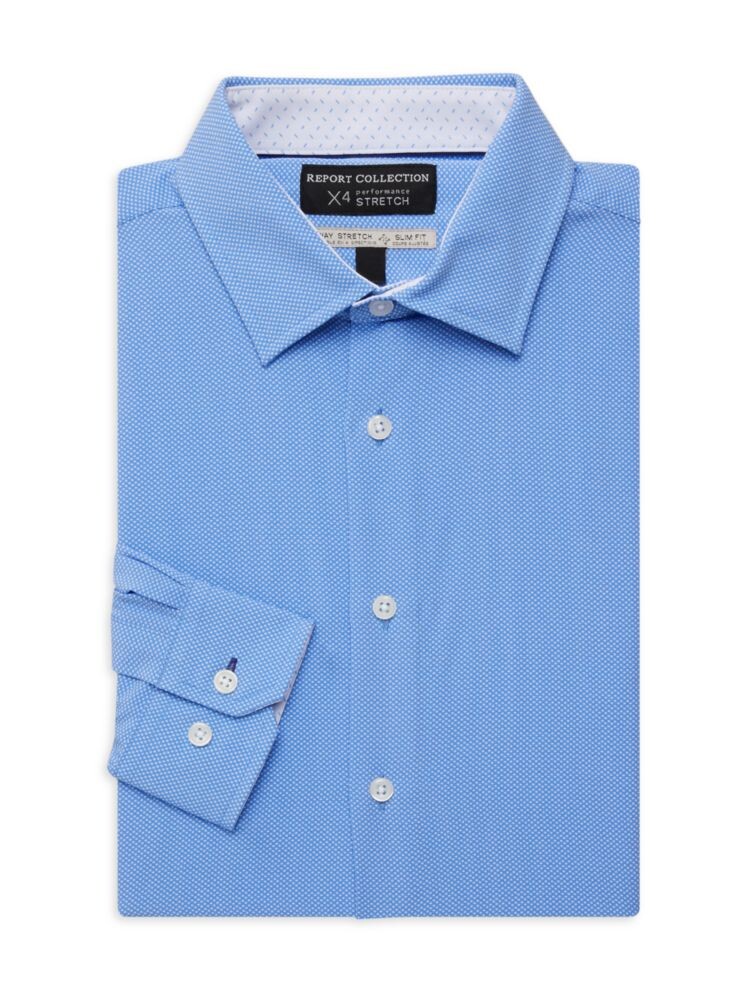 

Классическая рубашка приталенного кроя с узором Report Collection, цвет Light Blue