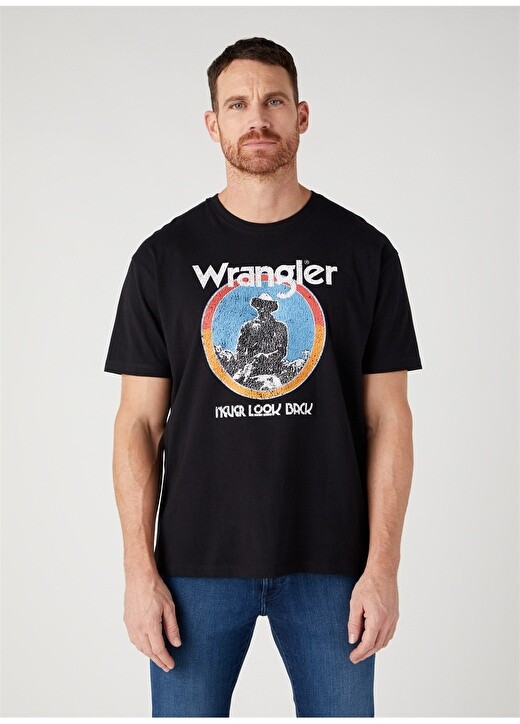 

Черная мужская футболка с круглым вырезом Wrangler, Черный