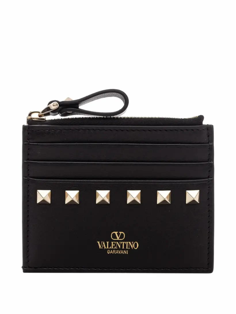 

Кожаная визитница Rockstud Valentino Garavani, черный