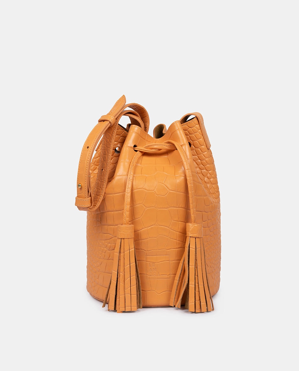 Женская мини-сумка через плечо из кожи с гравировкой кокосового ореха цвета грейпфрута Leandra, оранжевый