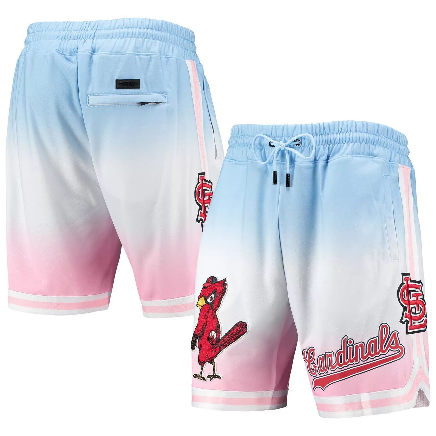 

Мужские шорты Pro Standard синего/розового цвета с логотипом команды St. Louis Cardinals Pro с эффектом омбре