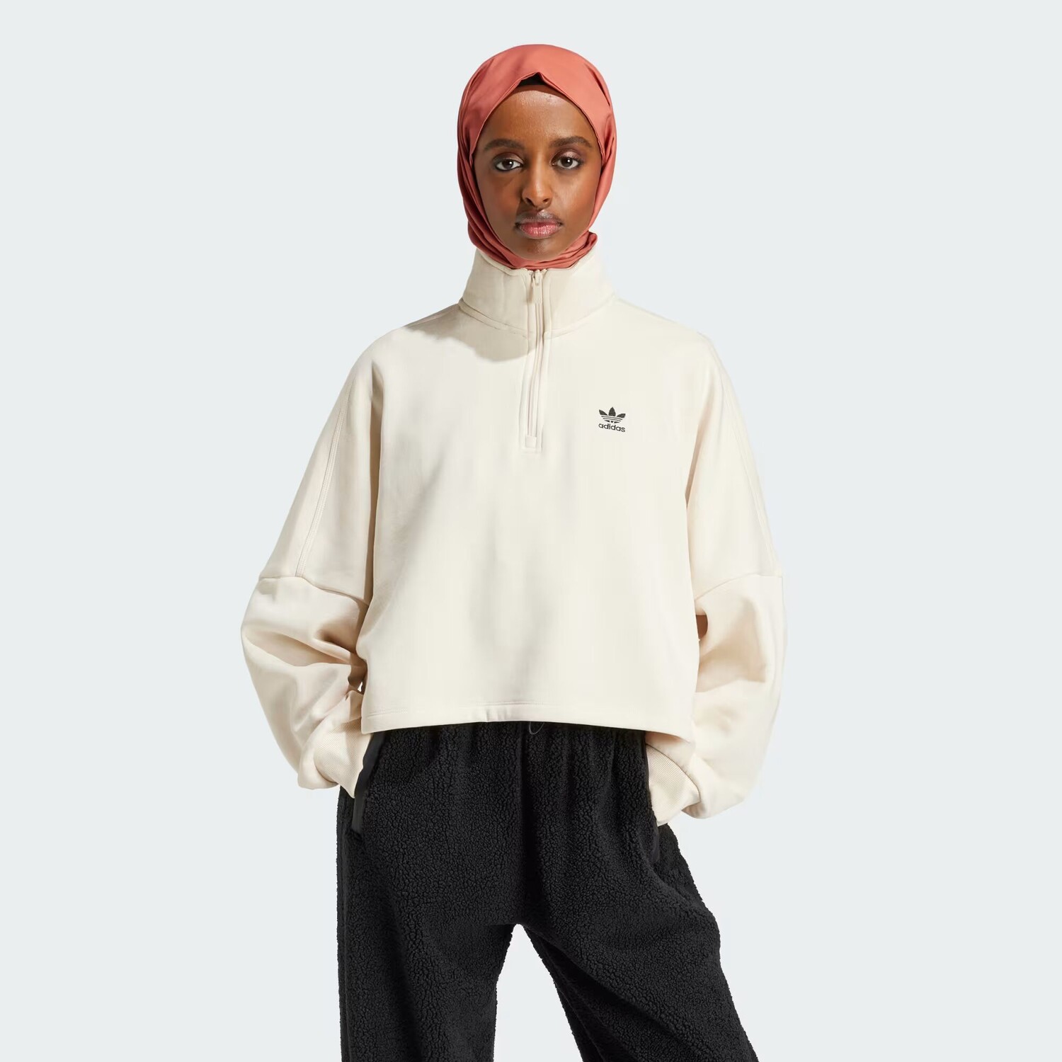 

Флисовая толстовка с молнией 1/2 Essentials Adidas, цвет Wonder White