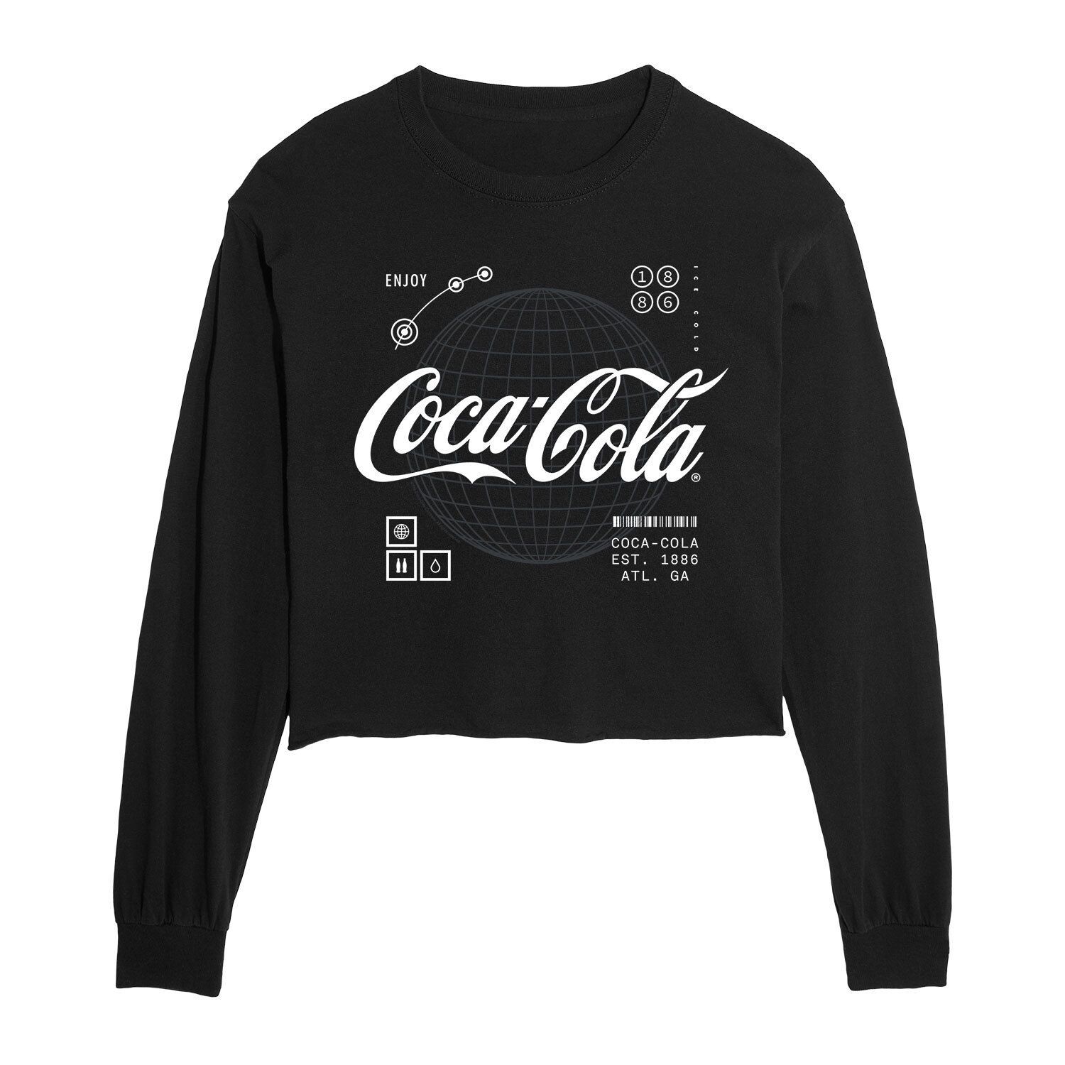 

Укороченная футболка с длинными рукавами и рисунком логотипа Coca-Cola для юниоров Licensed Character