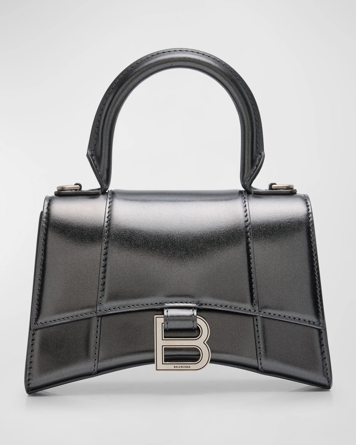 

Металлизированная сумка Hourglass XS Balenciaga, цвет 1314 Steel Grey