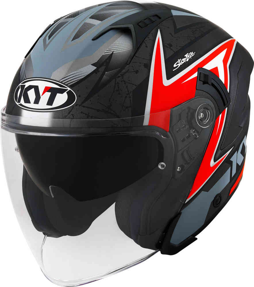 Реактивный шлем NF-J Attitude KYT, черный красный