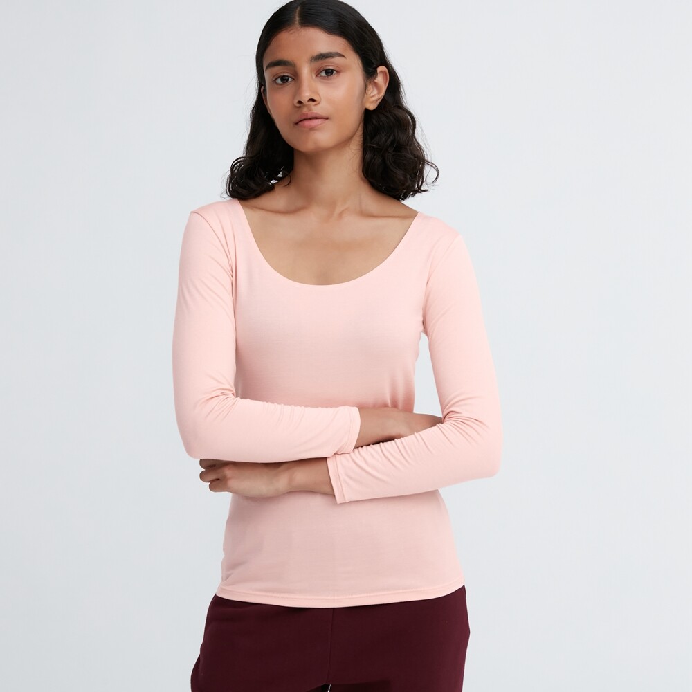 

Женская футболка Uniqlo HEATTECH с глубоким вырезом, красный
