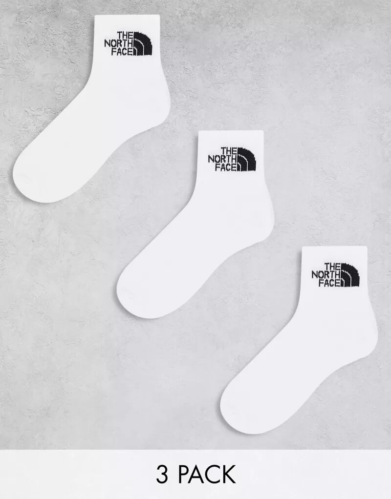 цена Три пары белых носков с логотипом The North Face Simple Dome