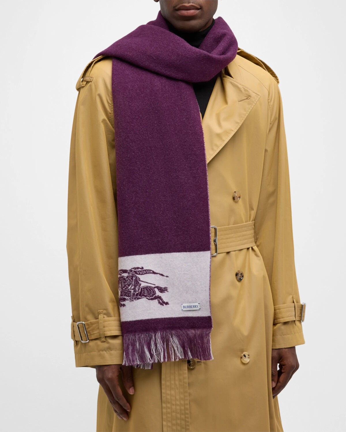 

Мужской кашемировый футбольный шарф Burberry, цвет Pansy