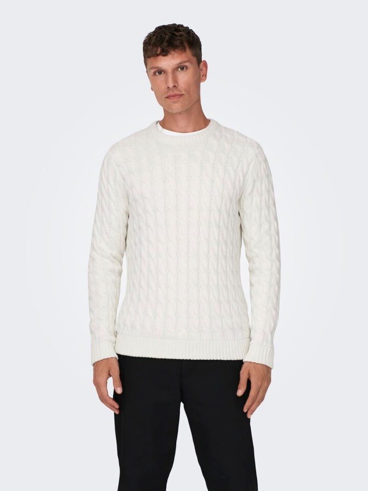 

Пуловер Only&Sons Strick Rundhals Normal Fit langarm, белый