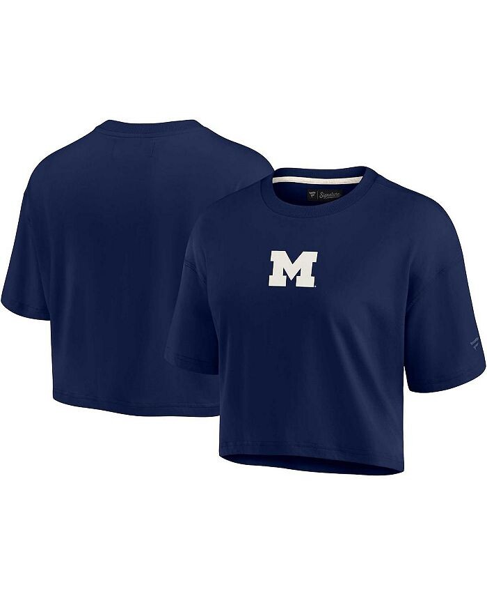 

Женская темно-синяя укороченная футболка Michigan Wolverines Super Soft Boxy Fanatics Signature, синий