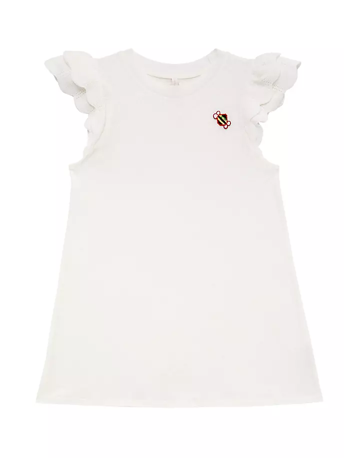 Платье-футболка с отделкой крючком для маленьких девочек и девочек Zimmermann Kids, слоновая кость накидка august с капюшоном для маленьких девочек и девочек zimmermann kids цвет cream floral