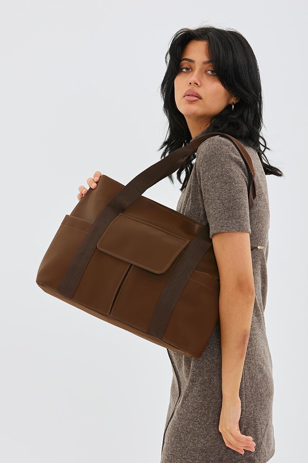 

Женская сумка через плечо Shopper Multi-Eyed Kaith Коричневая Minebag