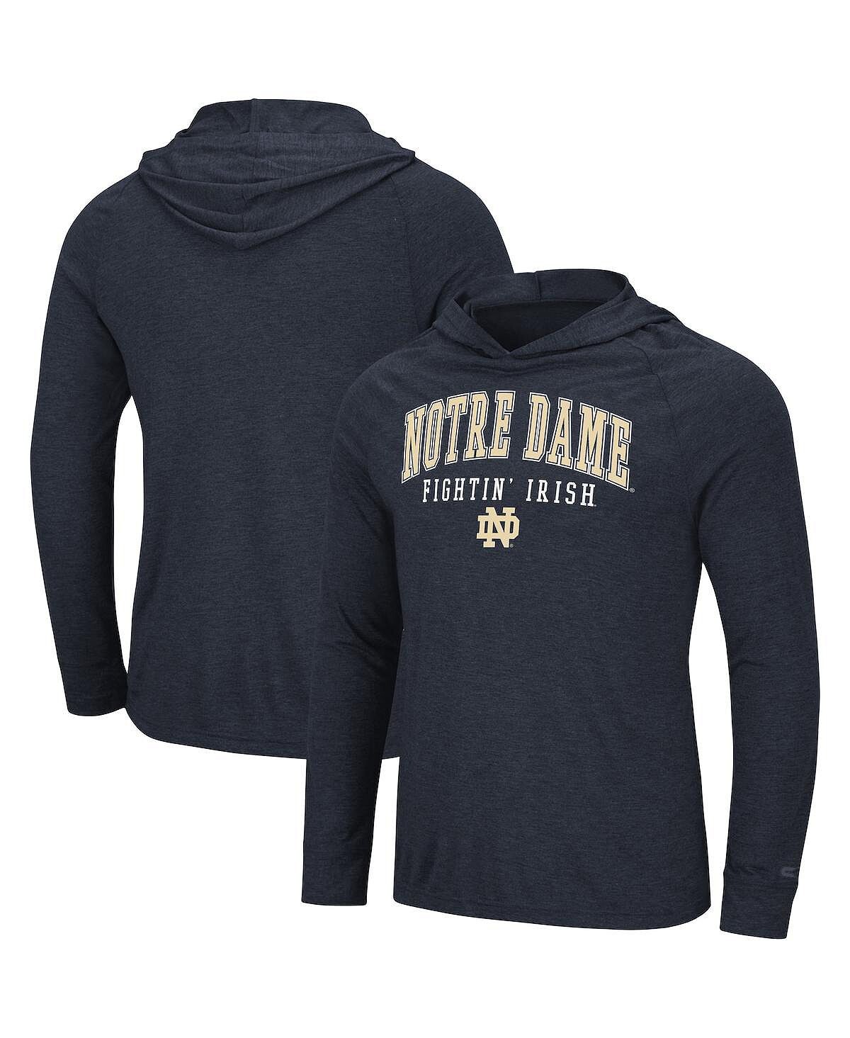 

Мужская темно-синяя футболка с капюшоном и длинными рукавами Notre Dame Fighting Irish Campus Colosseum, Синий