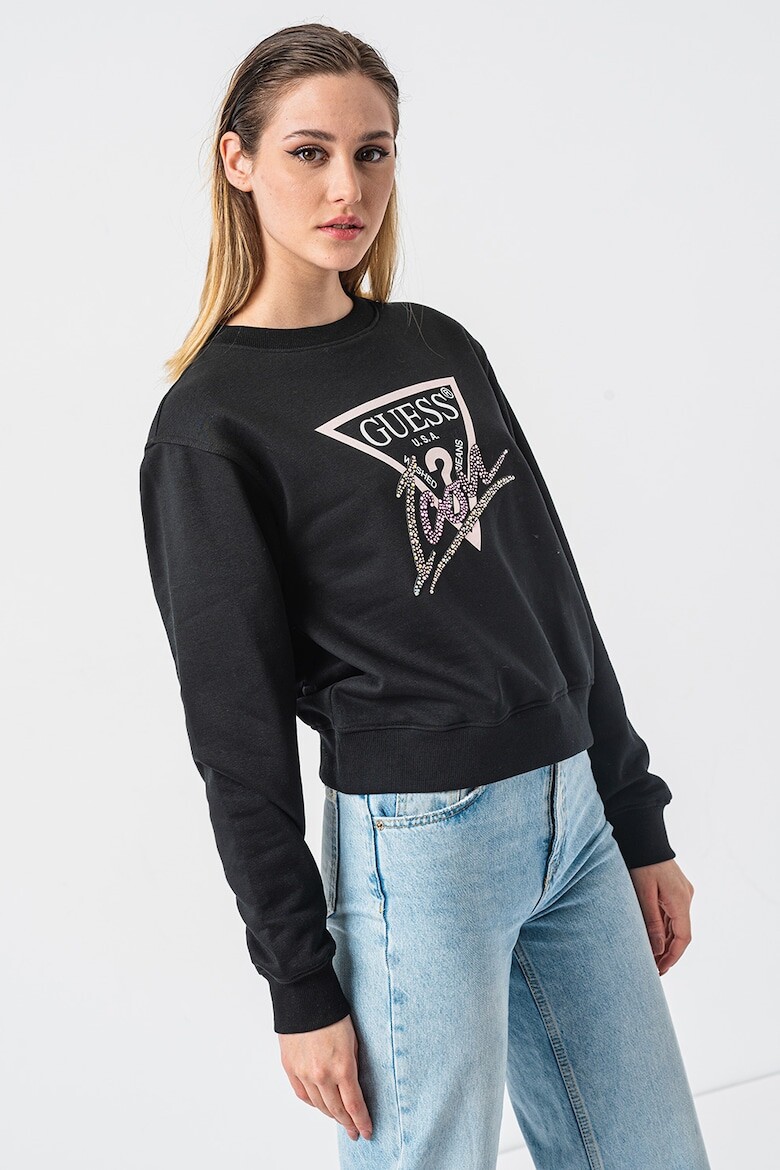 

Хлопковая толстовка с логотипом Guess, черный