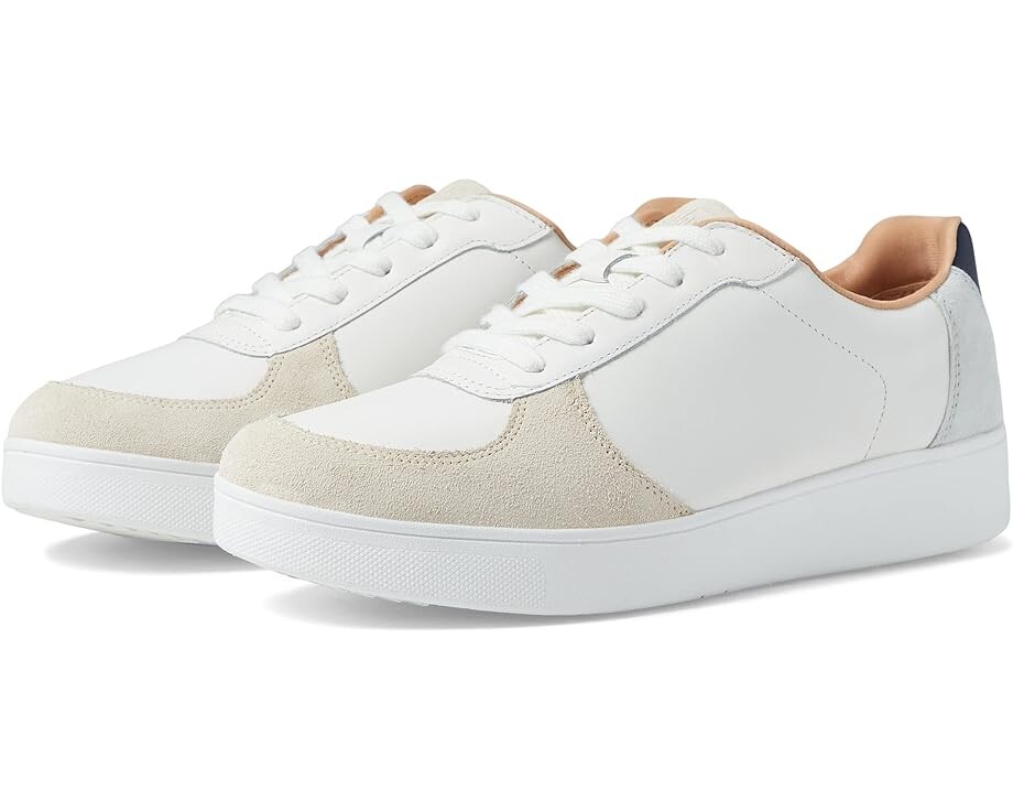 

Кроссовки FitFlop Rally Leather/Suede Panel Sneakers, цвет Urban White/Seafoam Blue