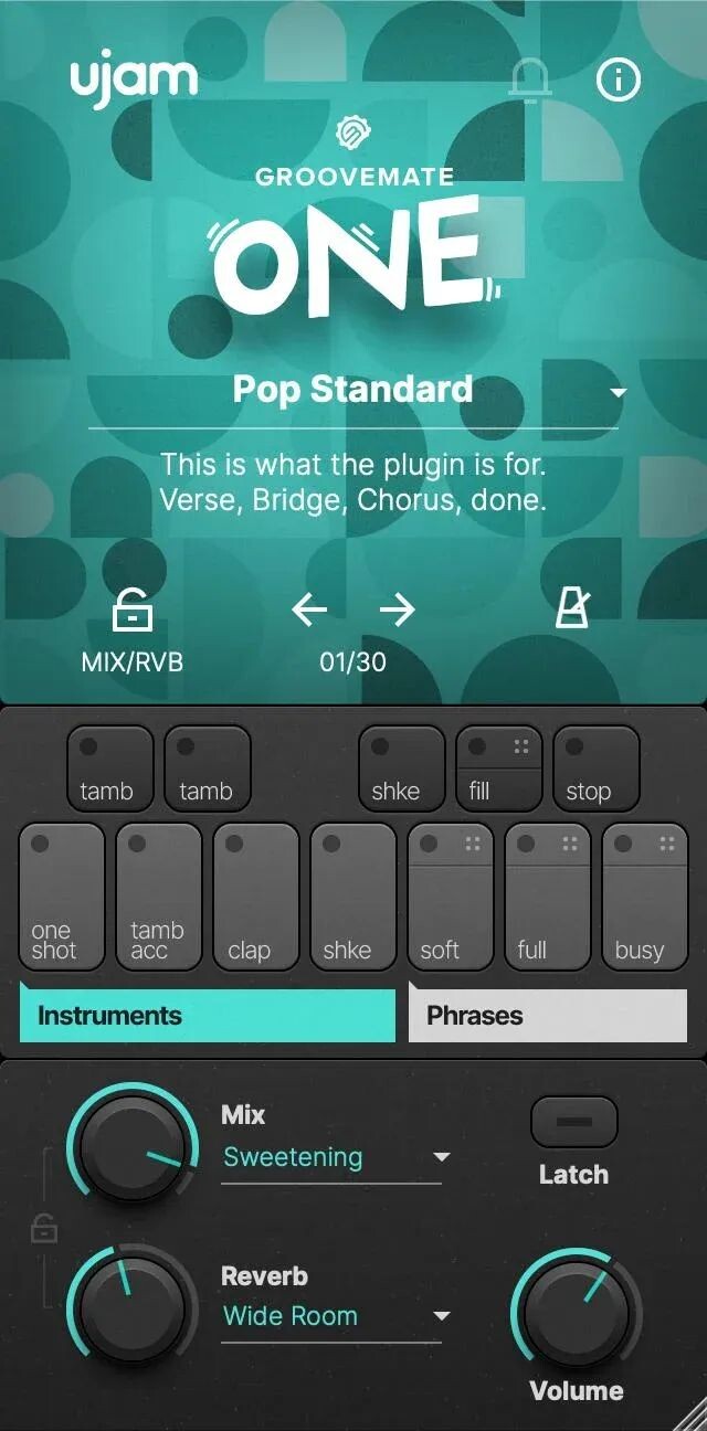 

Плагин виртуального перкуссиониста UJAM Groovemate ONE