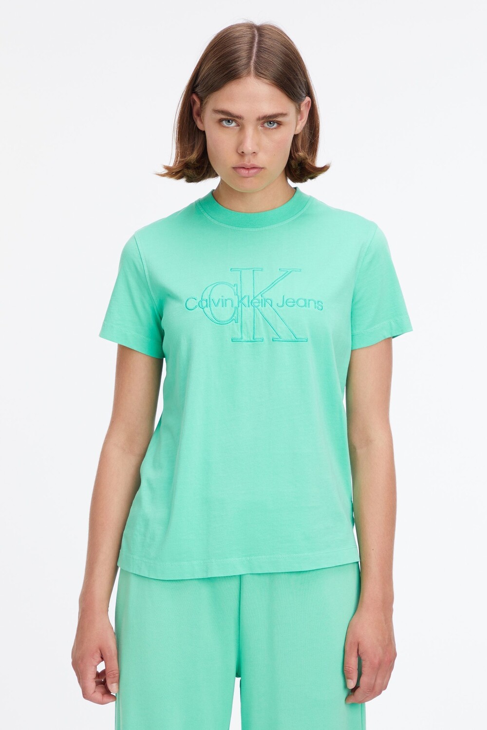 

Зеленая футболка монолог с вышивкой Calvin Klein Jeans, зеленый