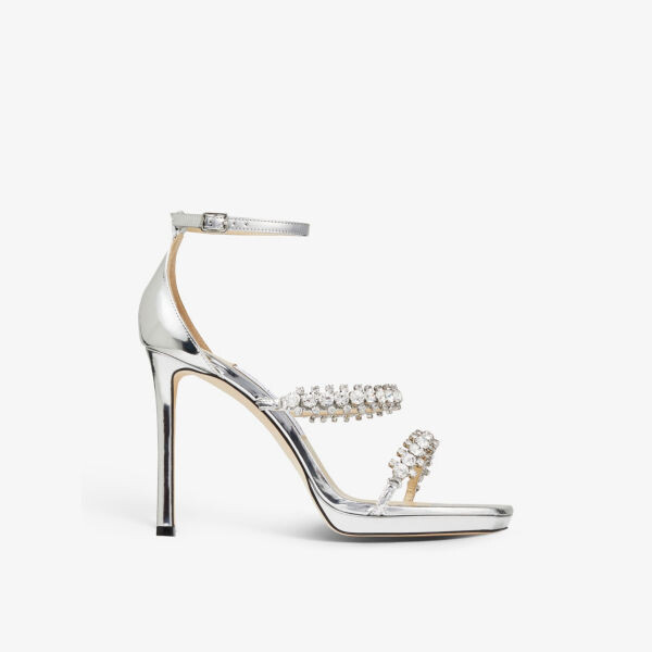 

Кожаные босоножки на каблуке Bing 105 с кристаллами Jimmy Choo, серебряный