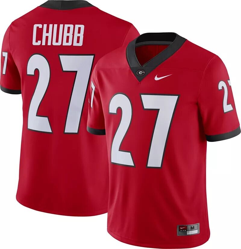 

Мужская футбольная майка Nike Georgia Bulldogs Nick Chubb № 27 красная Dri-FIT Game