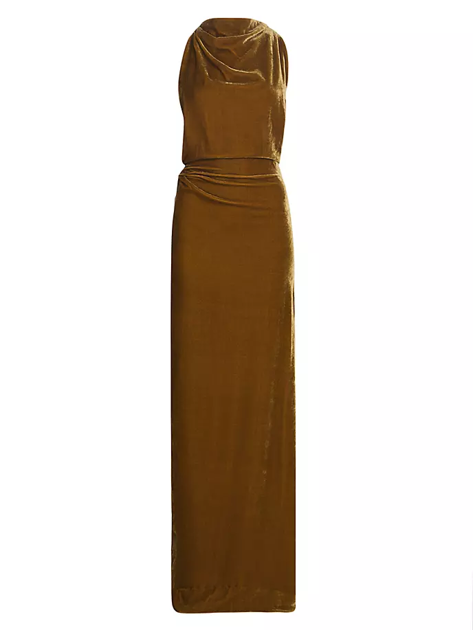 

Бархатное платье с закрученной спинкой Proenza Schouler, цвет ochre