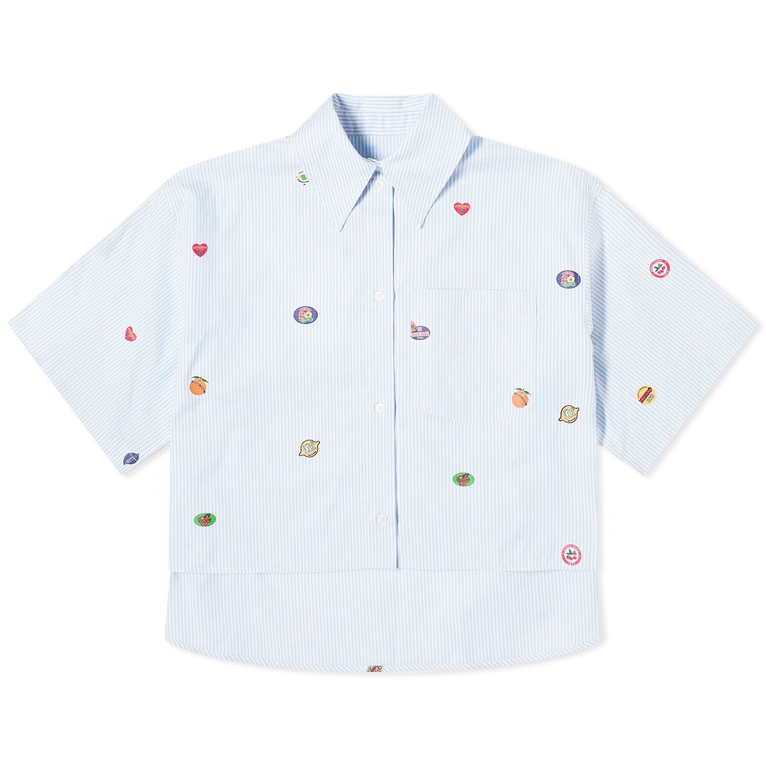Рубашка с коротким рукавом Kenzo Fruit Stickers Cropped Shirt, цвет Sky Blue