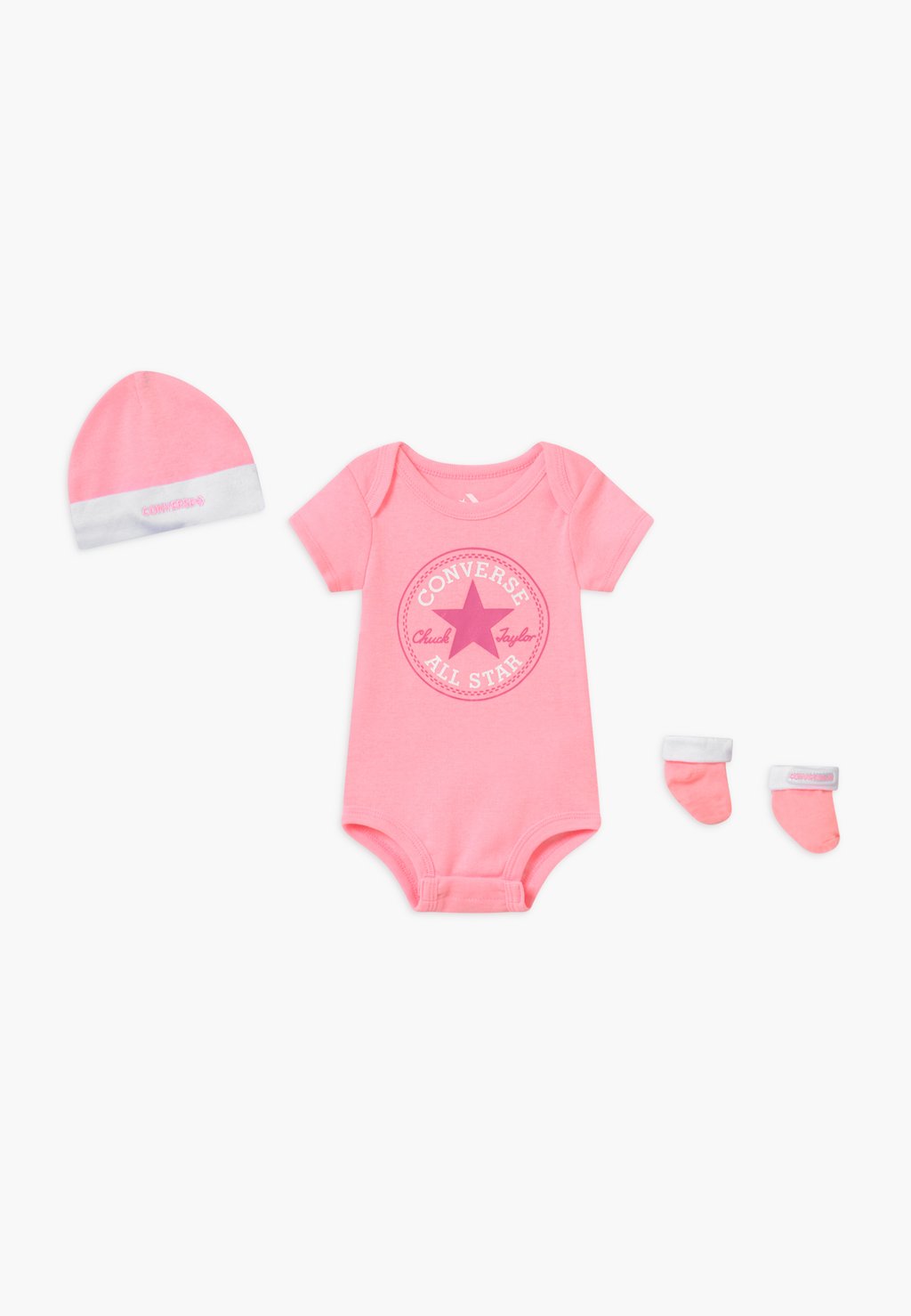 Подарок на рождение CLASSIC INFANT HAT BODYSUIT BOOTIE UNISEX SET Converse, цвет arctic punch