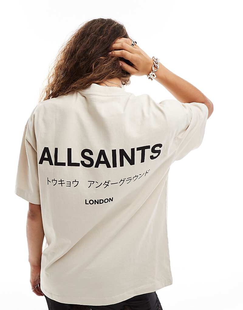 

Светло-бежевая объемная футболка All Saints Underground эксклюзивно для ASOS