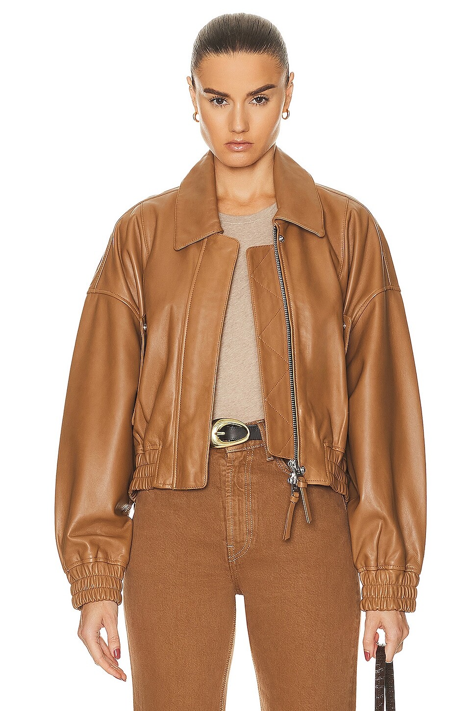 

Куртка Shoreditch Ski Club Leather Bomber, кэмел