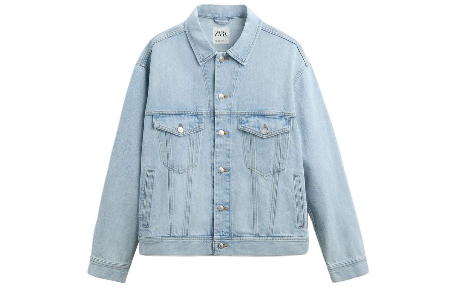 

Джинсовая куртка мужская светло-синяя Zara, светло-голубой