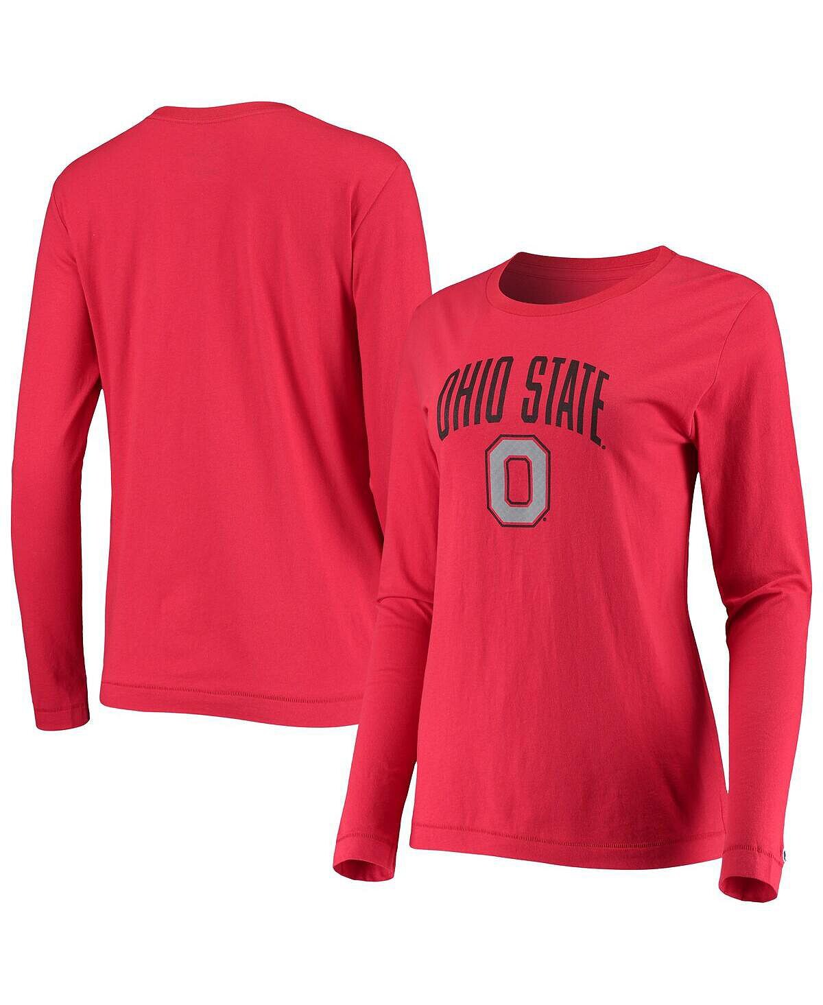 

Женская футболка с длинным рукавом и логотипом Scarlet Ohio State Buckeyes University Arch Champion