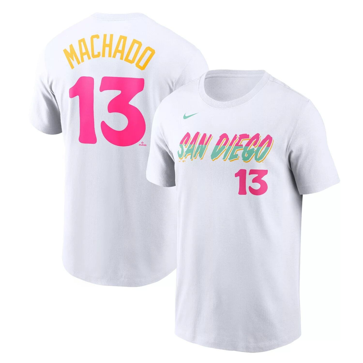 

Мужская белая футболка Manny Machado San Diego Padres 2022 City Connect с именем и номером Nike, Белый