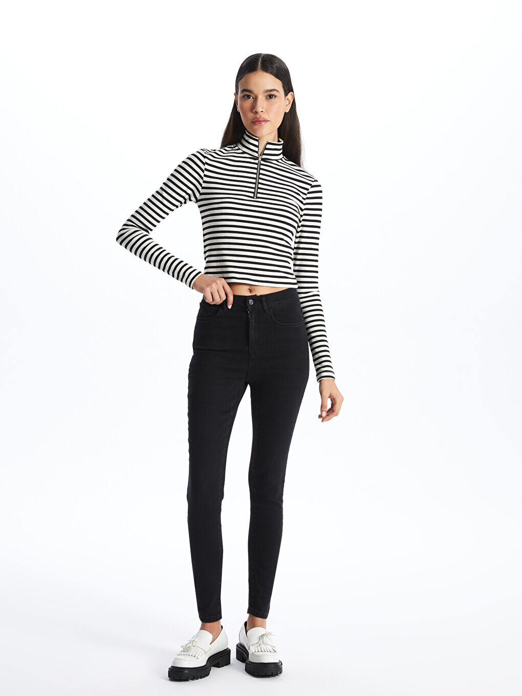 

Супероблегающие женские джинсовые брюки LCW Jeans, черное родео, Черный