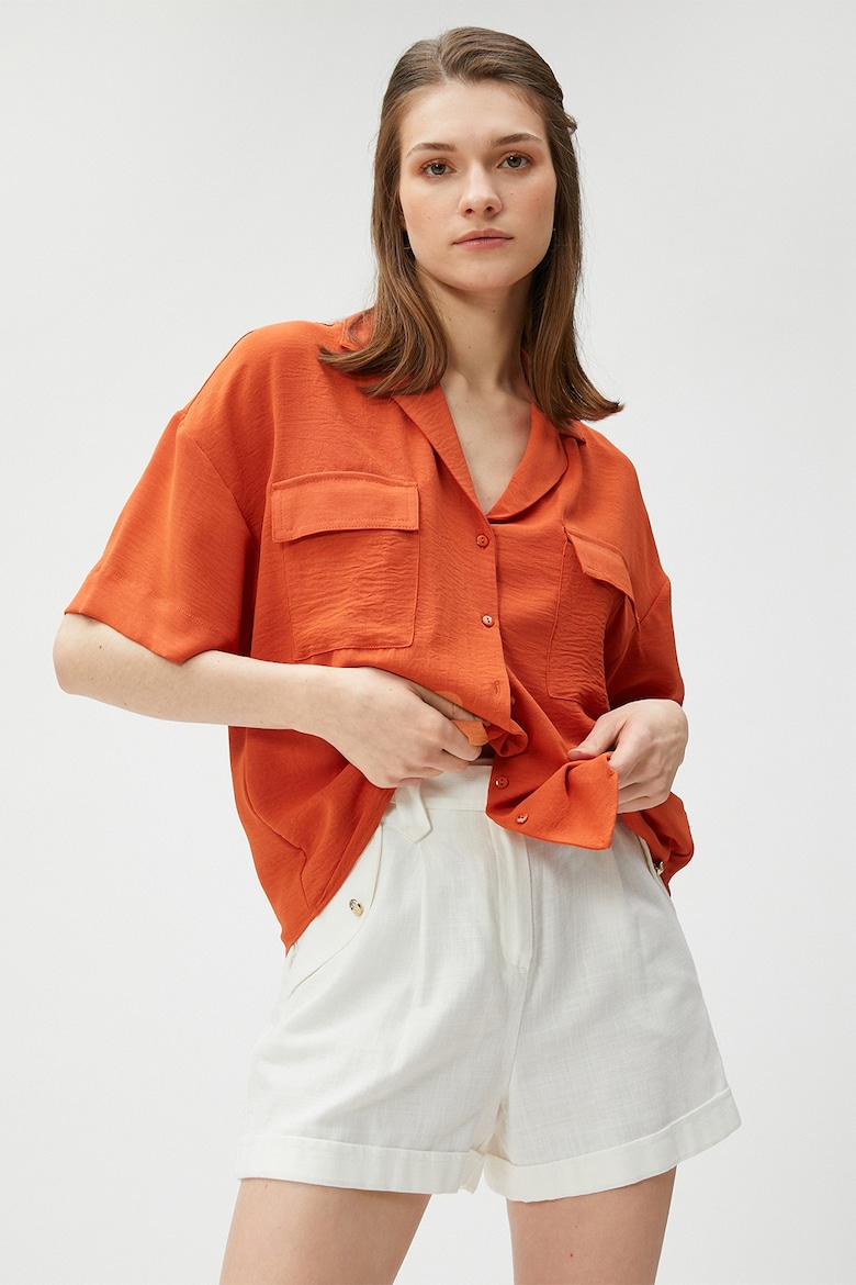 Рубашка с короткими рукавами и карманами с клапанами Koton, оранжевый