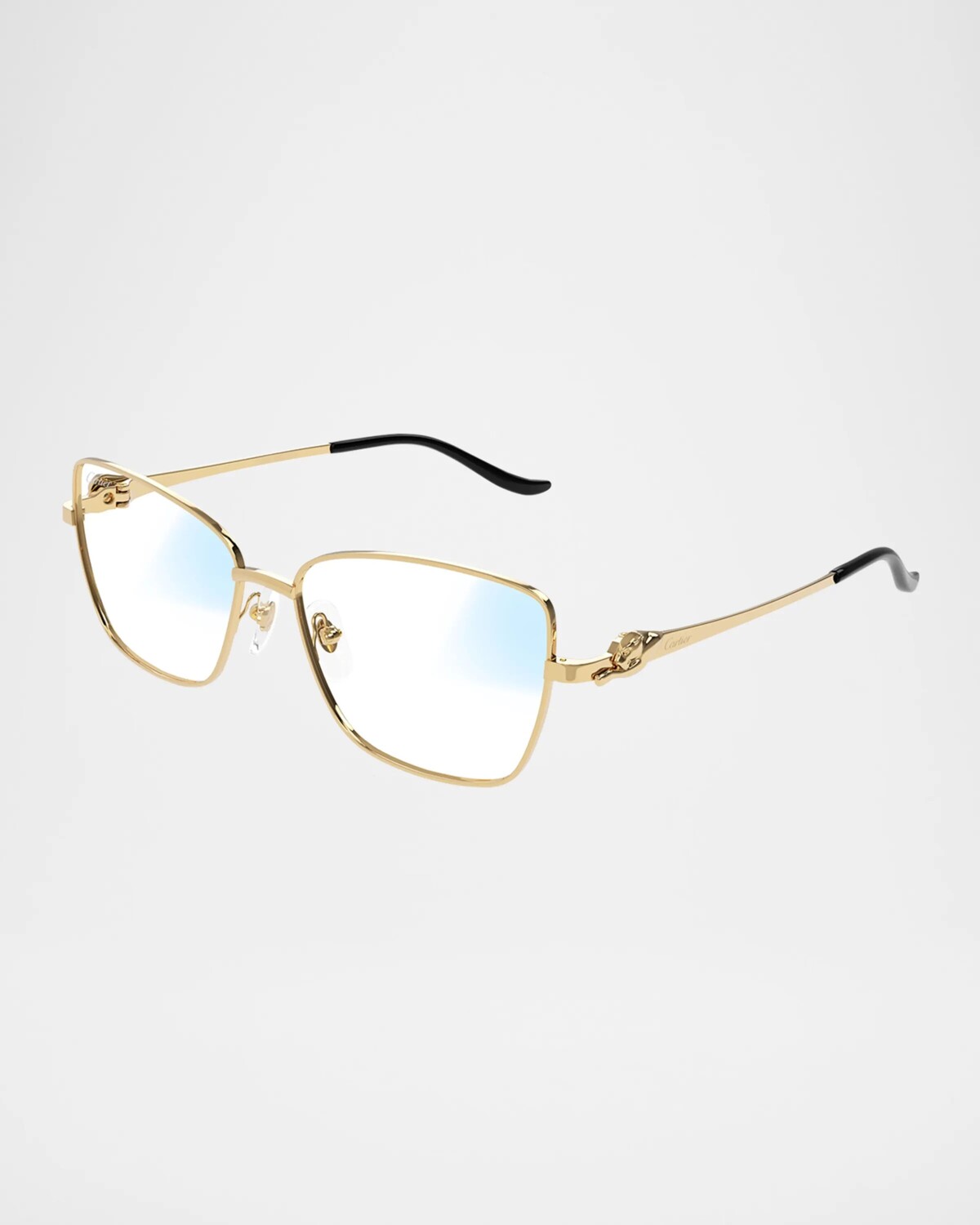

Металлические очки без оправы Panthere с синей подсветкой Cartier, цвет Smooth Golden Finish