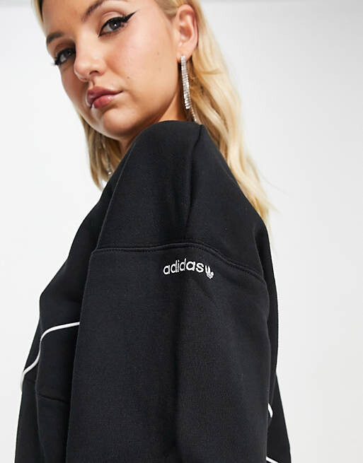 

Черный свитшот с трилистником и сетчатыми вставками adidas Originals