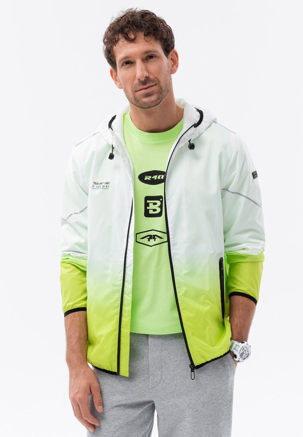 Спортивная куртка LIGHTWEIGHT SPORTS With EFFECT Ombre, цвет bright lime цена и фото